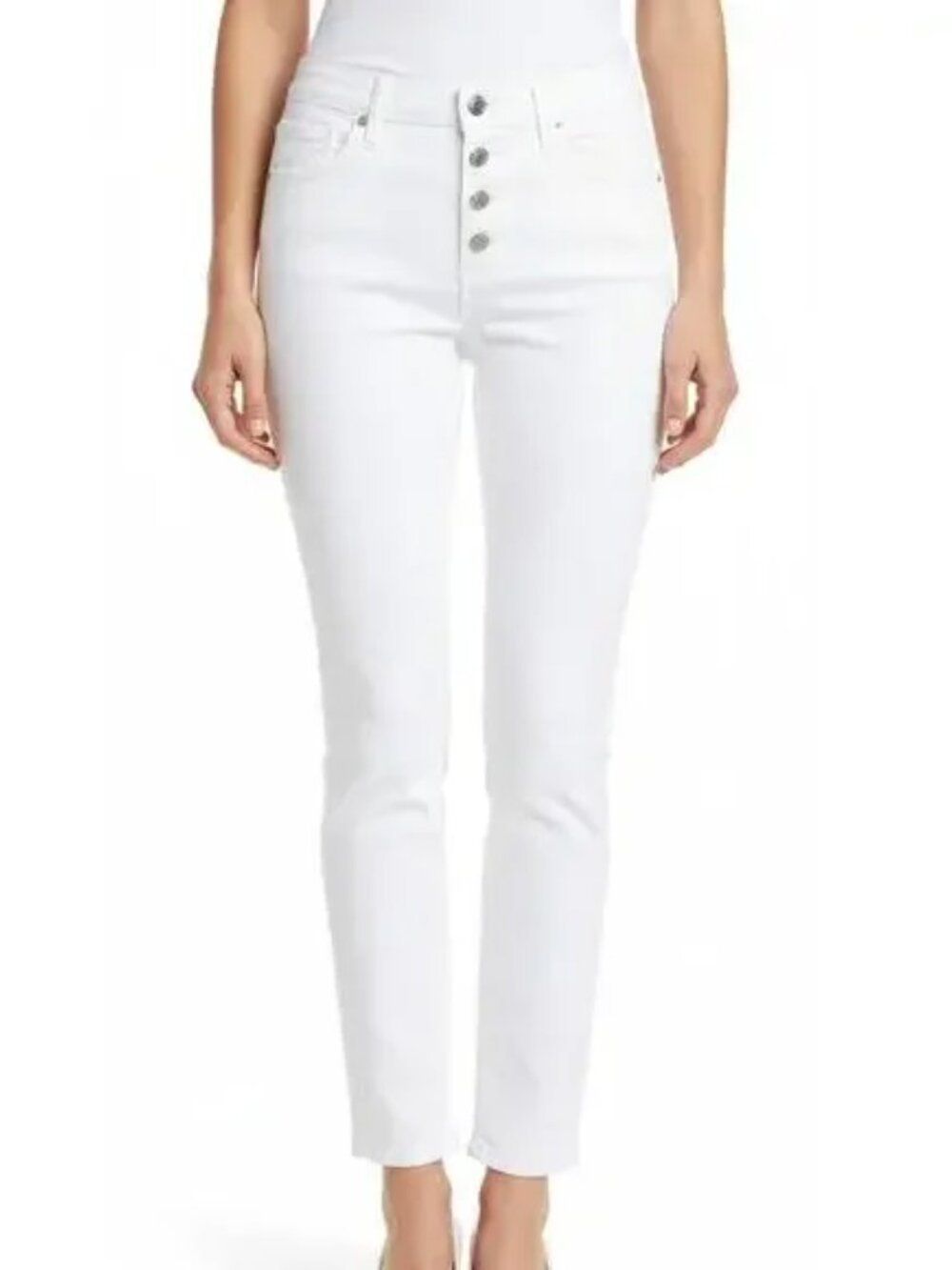 Madewell White High-Rise Skinny Jeans Raw Sz 24 Coastal Grandmother Classic